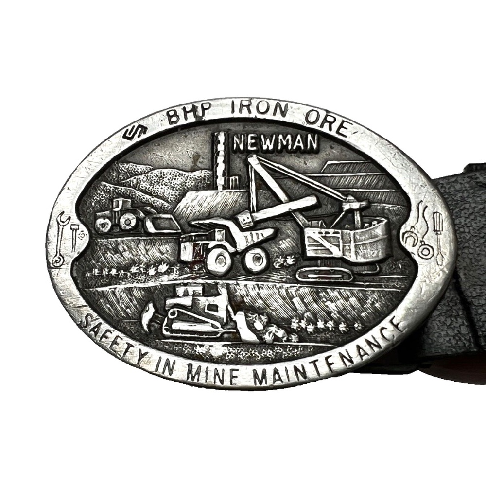 Vintage Buckingham Pewter Belt Buckle Australian Made 1991 Oval Machinery Newman
